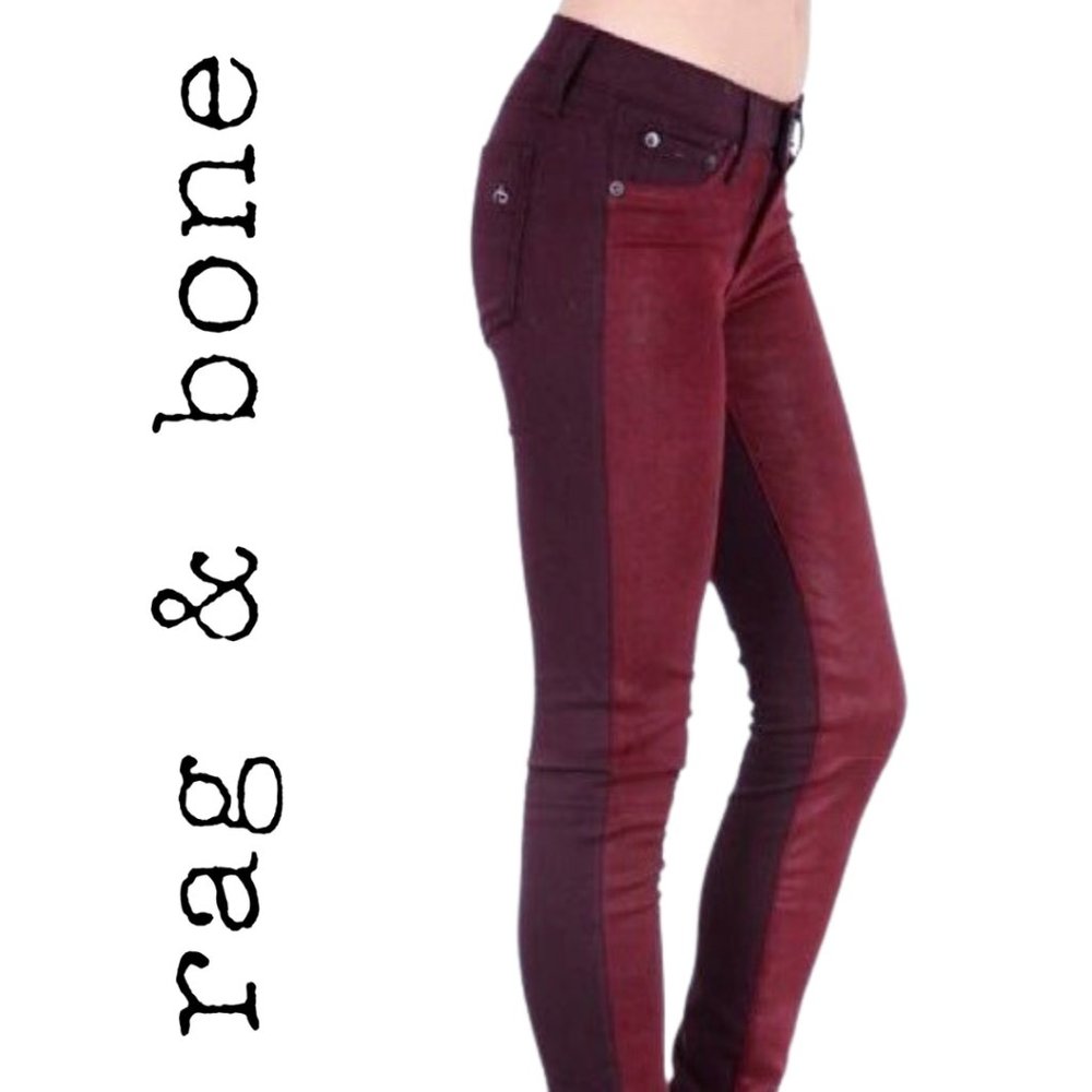 Rag & Bone Color Block Lamb Leather Skinny Jeans